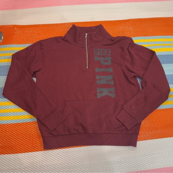Victoria's Secret Burgundy Red Quarter Zip Up Pullovee Sweater Women’s Size XS - Picture 1 of 3